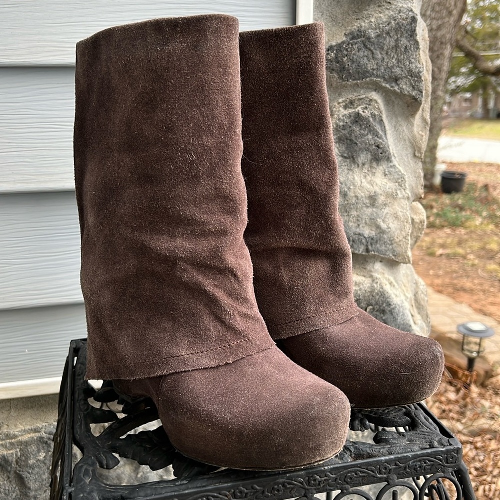 Vera Wang Fold-Over Wedges Boots